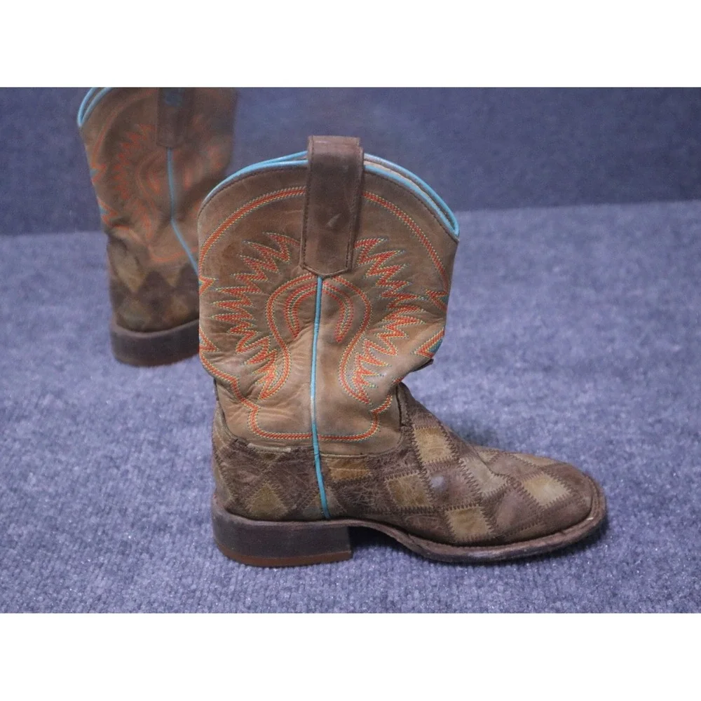 Horse Power Boots Anderson Bean Kids 13  Patchwork Leather HP 1053 Square‎ Toe